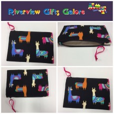 Zip Clutch / Purse / Bag / Pouch - Llamas Black